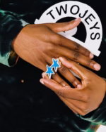 Blue Melted Stars Knuckle Ring
