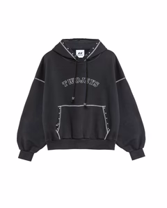 Twojeys Black Contrast Varsity Stud Hoodie