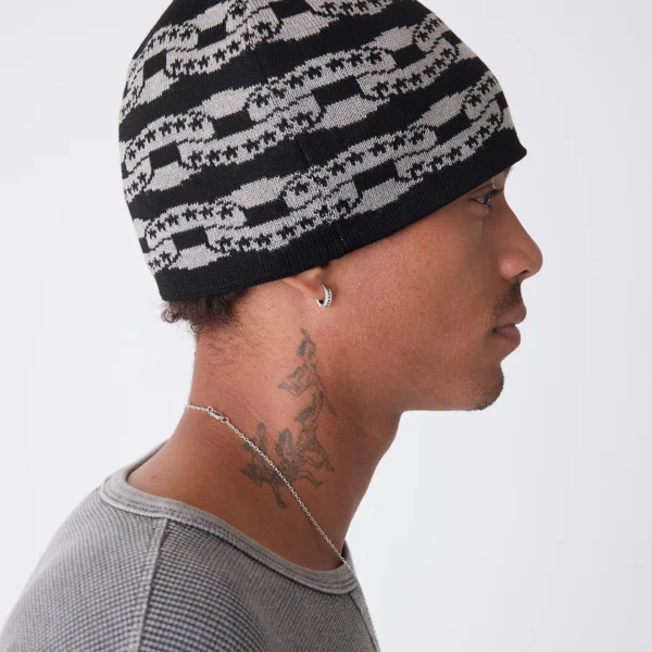 Twojeys Black Icon Chain Beanie