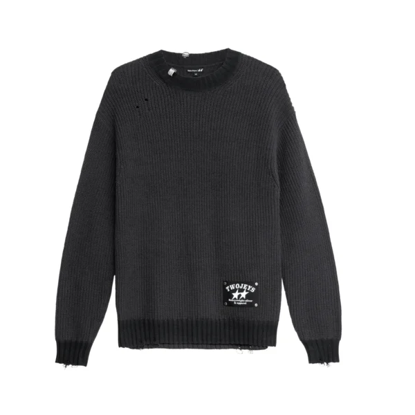 Twojeys Distressed Icon Knit Sweater black