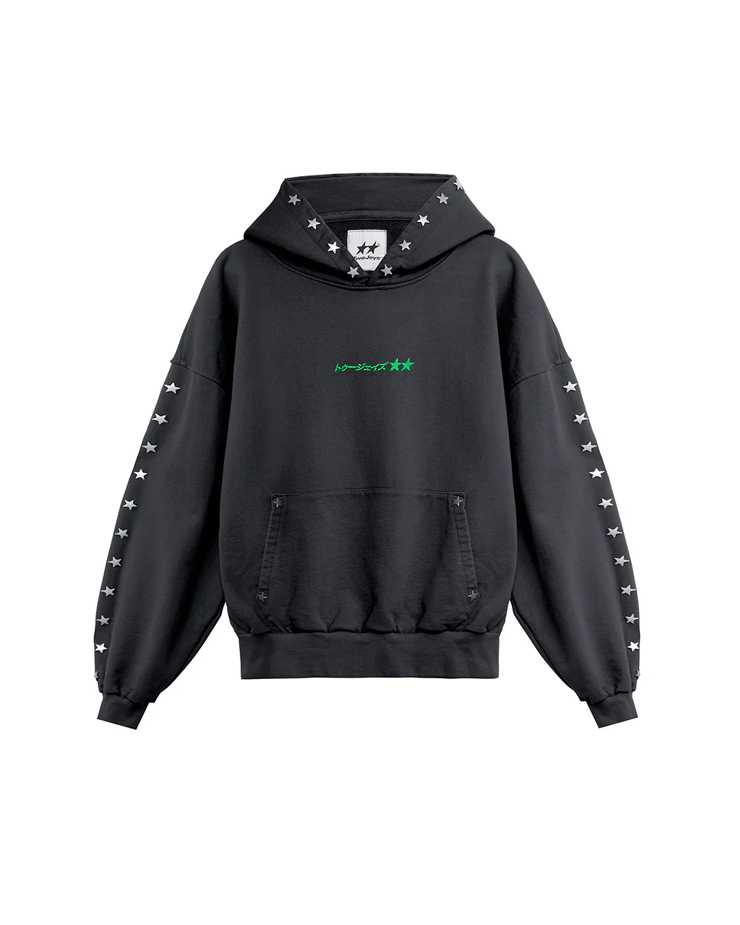 Twojeys Stars Studded Coal Hoodie Twojeys Stars Studded Coal Hoodie