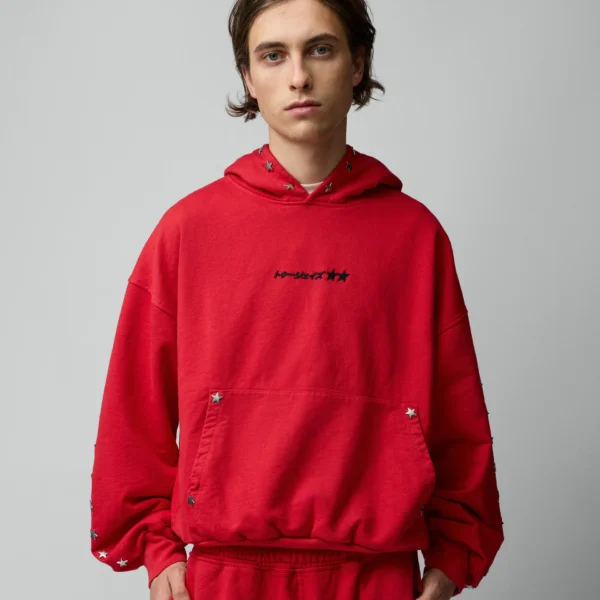 Twojeys Stars Studded Red Hoodie