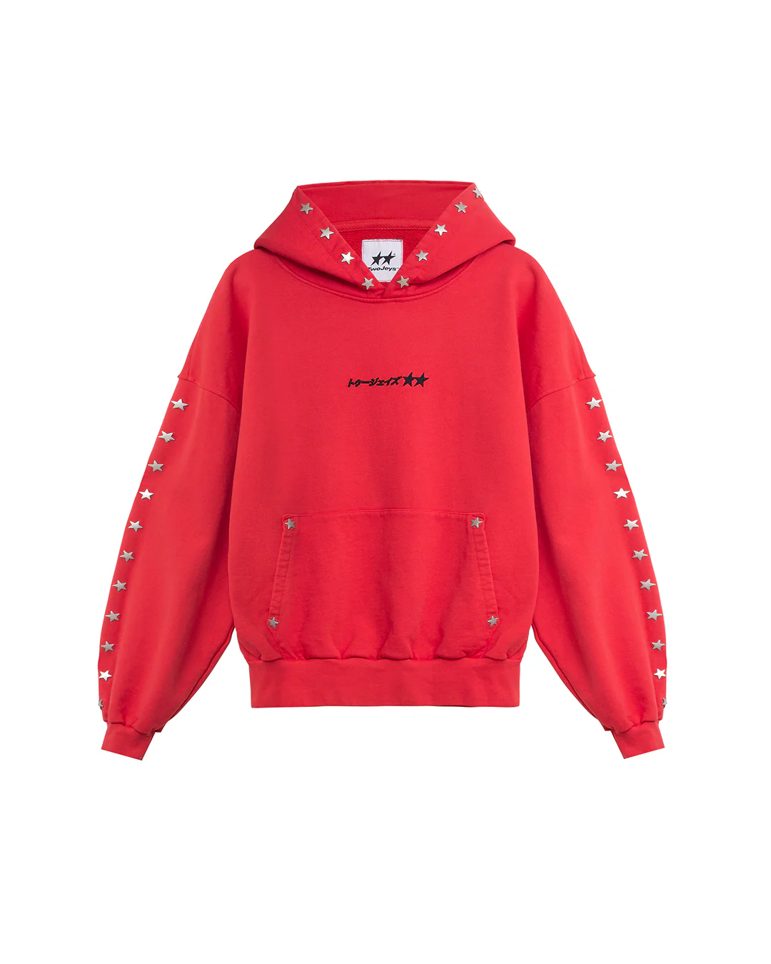 Twojeys Stars Studded Red Hoodie Twojeys Stars Studded Red Hoodie