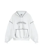 Twojeys White Contrast Varsity Stud Hoodie