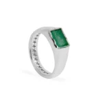 Twojets Rectangular Green Stone Ring