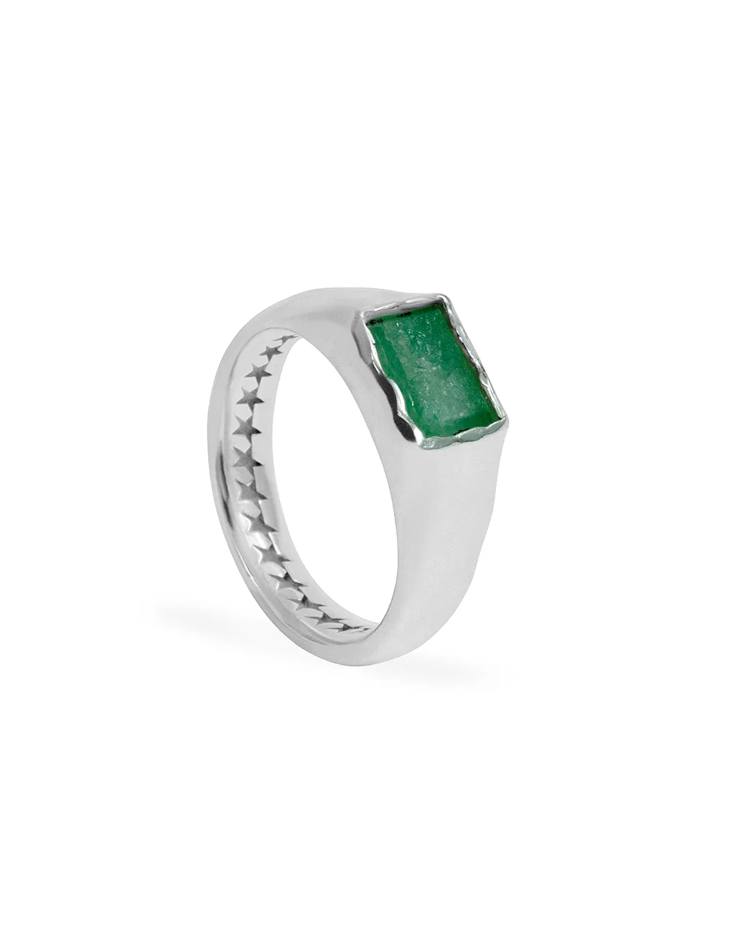 Twojets Rectangular Green Stone Ring Twojets Rectangular Green Stone Ring