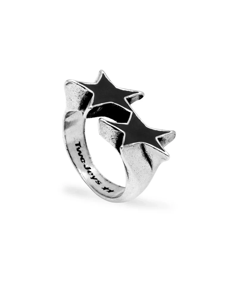 Twojeys Icon Black Enameled Single Ring Twojeys Icon Black Enameled Single Ring