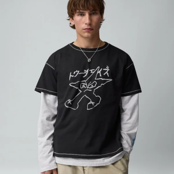 Twojeys Black Contrast Tee