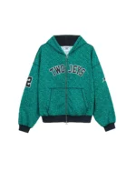 Twojeys Vintage Varsity Zipper Green Cheetah