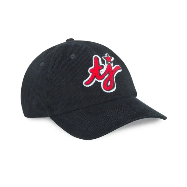 TwoJeys Initials Black Corduroy Cap front view