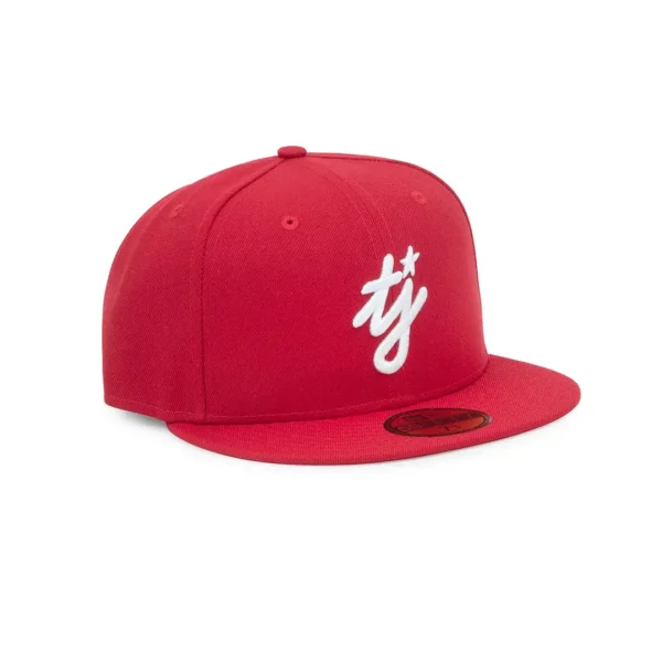 TwoJeys x NE TJ Initials Red 59FIFTY Cap front view
